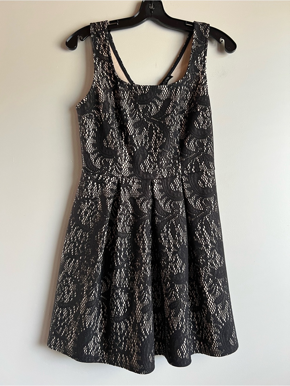 Eclipse Black Lace Fit Flare Dress Sleeveless V Neck Open Back Party Cocktail